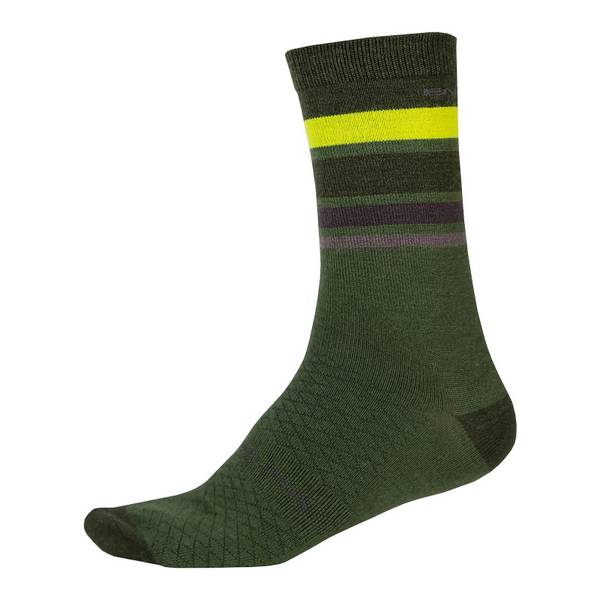 BaaBaa Merino Stripe Sock - Forest Green